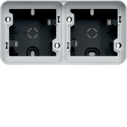 Hager - Tweevoudige horizontale doos cubyko met membranen, grijs, 1 x ingang (boven) / 2 x ingangen (onder) - WNA685-E⚡shock