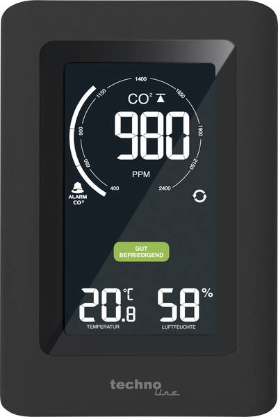 Huismerk - Technoline WL 1030 - CO2 Luchtkwaliteitmeter met Thermo/Hygrometer - Zwart - WL1030-E⚡shock