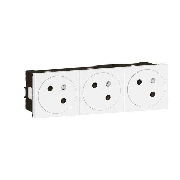 Legrand - Mos.Link Stopcontact 3x2P+A vlak 45°-6 mod wit - 077143L-E⚡shock