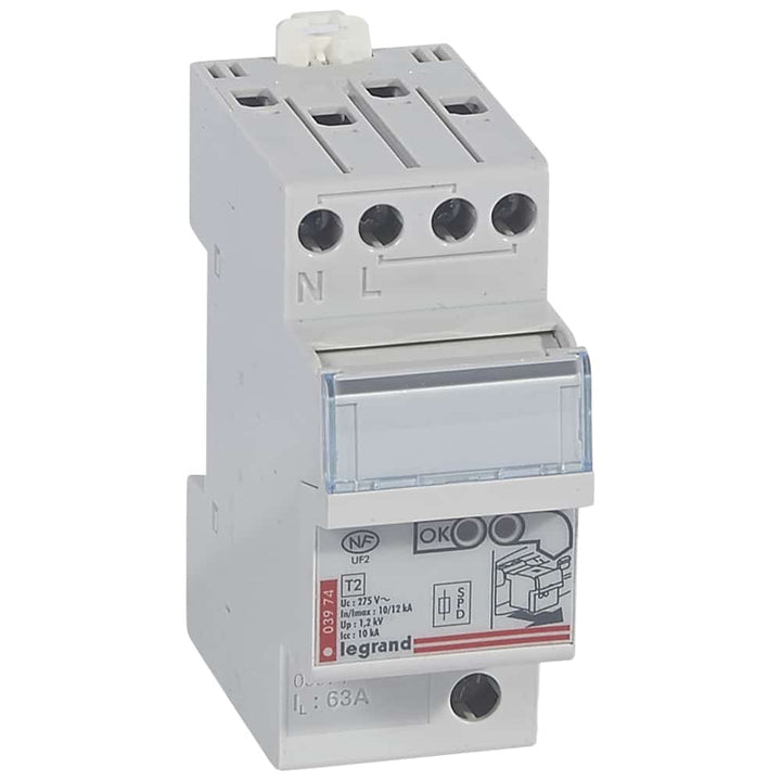 Legrand - Overspan. T2+T3 beveiligd 1P+N Icc 10 kA - 1.2 kV - 2 mod. - 003971-E⚡shock