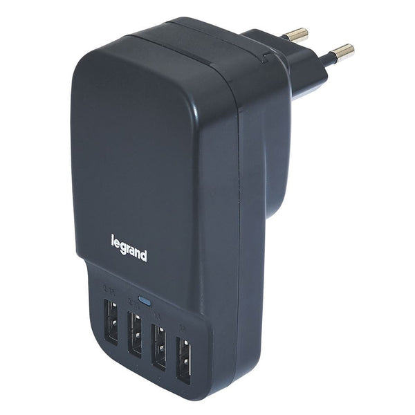 legrand - Univ USB-lader 4poorten 6.8A met 4 internationale adaptors - 50686-E⚡shock